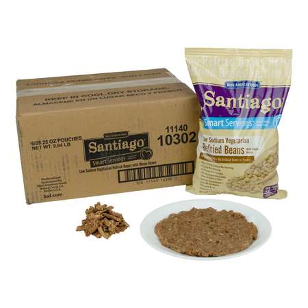 BAF SANTIAGO Smart Servings Low Sodium Vegetarian Refried Pinto Beans 26.25oz., PK6 10302